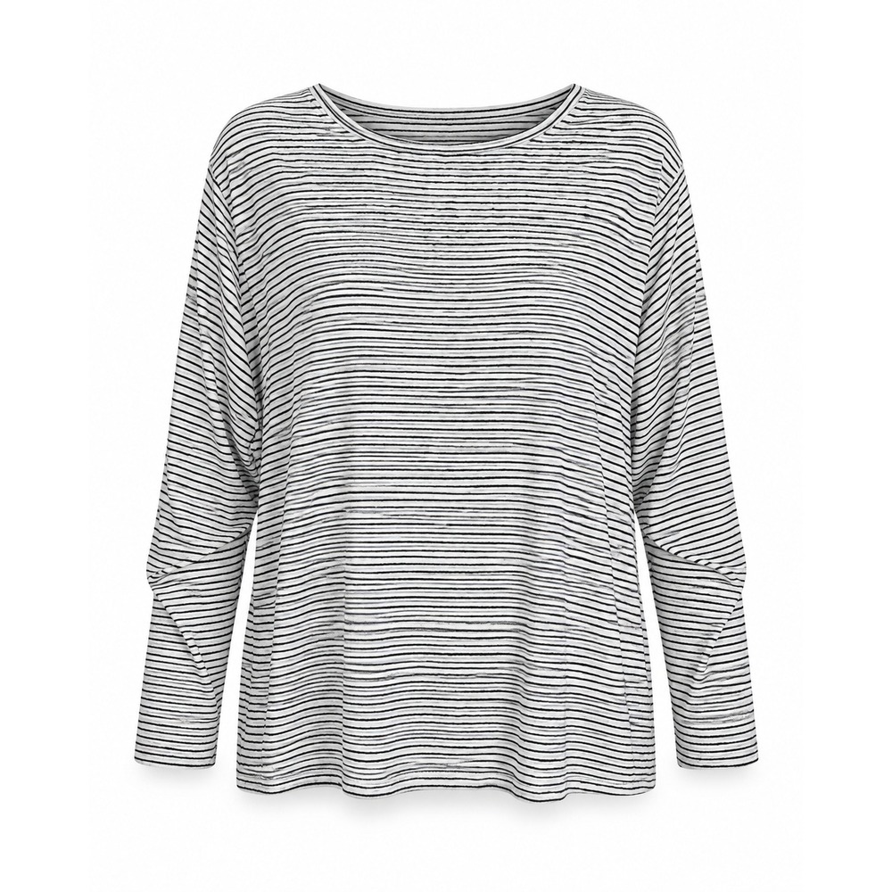Eileen Fisher NWT Plus Size 3X White Black Striped 100% Organic Linen Top luxury